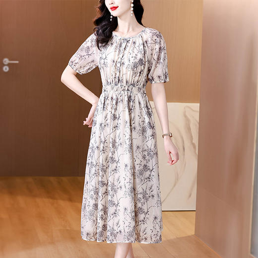 AHM yjr9199法式度假风收腰显瘦印花连衣裙优雅气质减龄a字裙 商品图2