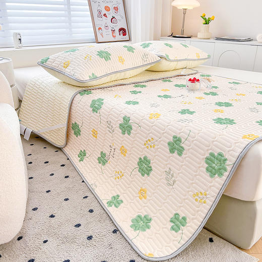 红蜻蜓 乳胶可水洗凉感丝三件套-四叶草 180*200cm 商品图3