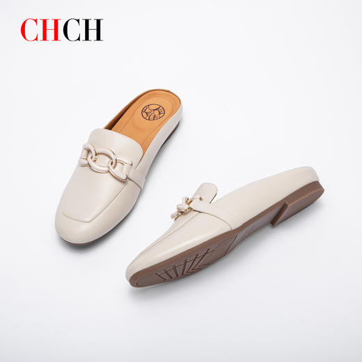 CHCH平衡鞋夏季羊皮金属扣休闲一脚蹬半包女士拖鞋CN1B3071 商品图1
