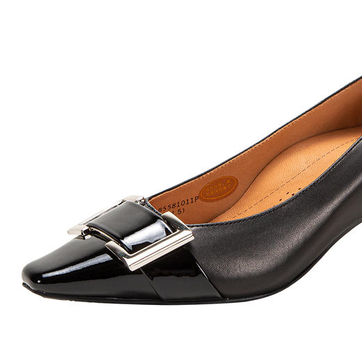 CHCH祈祈羊皮革金属扣细跟尖头高跟女士单鞋CM1B5581 商品图3