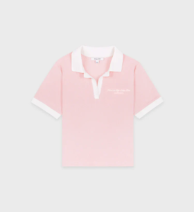Sporty & Rich - Hotel du Cap Cursive Terry Polo - Eden Pink - 女装 - Polo衫 - 伊甸园粉