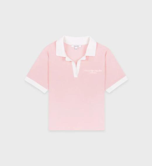 Sporty & Rich - Hotel du Cap Cursive Terry Polo - Eden Pink - 女装 - Polo衫 - 伊甸园粉 商品图0