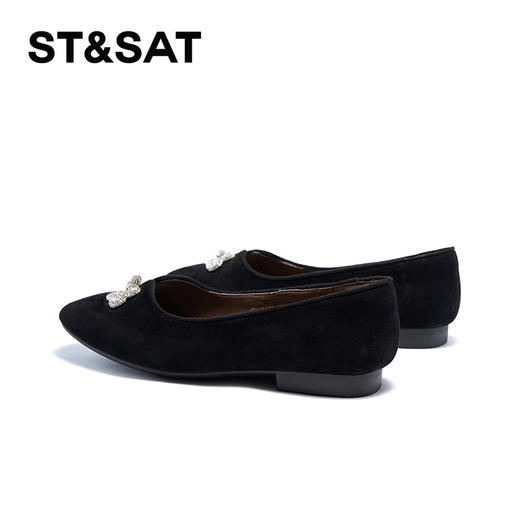 星期六黑色绒面盘口结舒适低跟单鞋SSC3111090 商品图8