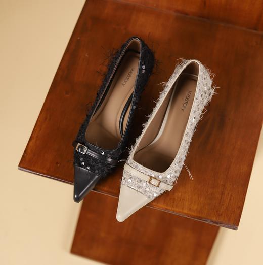 westory新款时尚优雅单鞋小尖头中低跟气质百搭平底鞋女S24CE75041 商品图0