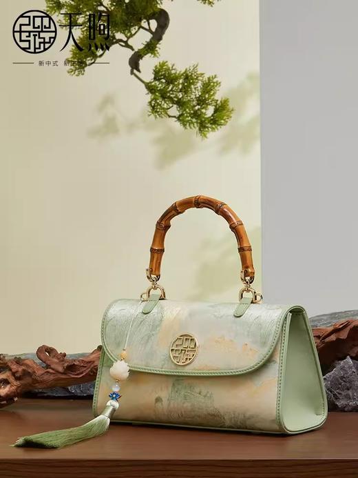 国风中式设计非遗桑蚕丝，复古单肩斜挎手提竹节旗袍包TX- P170079 商品图0