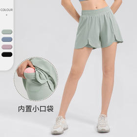 跃牌【欲动春风】系列 瑜伽短裤宽松透气假两件双层运动裤32451