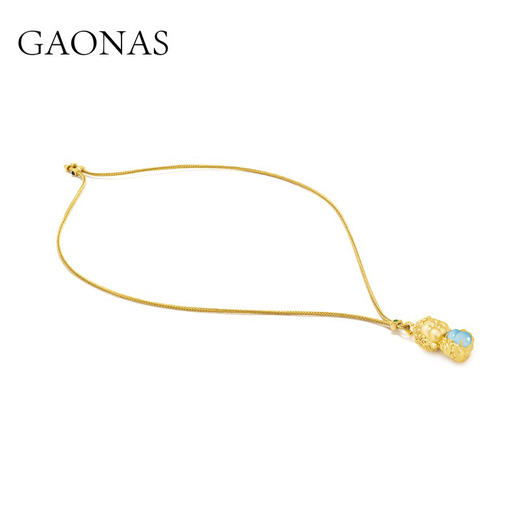 非金属合成锆石项链 佛抱葫芦 国风设计独特时尚金色项链10609XGO 商品图1