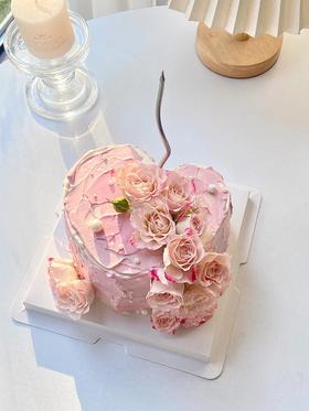 唯美爱心折射泡泡鲜花玫瑰蛋糕