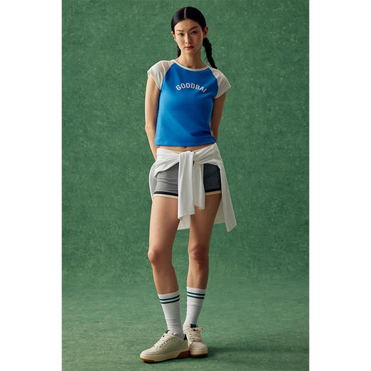 GOODBAI logo印花撞色插肩正肩收身飞袖T恤 商品图0