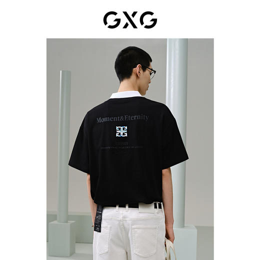 GXG黑色圆领短袖T恤G24X442095 商品图3