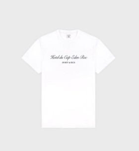Sporty & Rich - Hotel du Cap Cursive T-Shirt - White - 女装 - T恤 - 白色