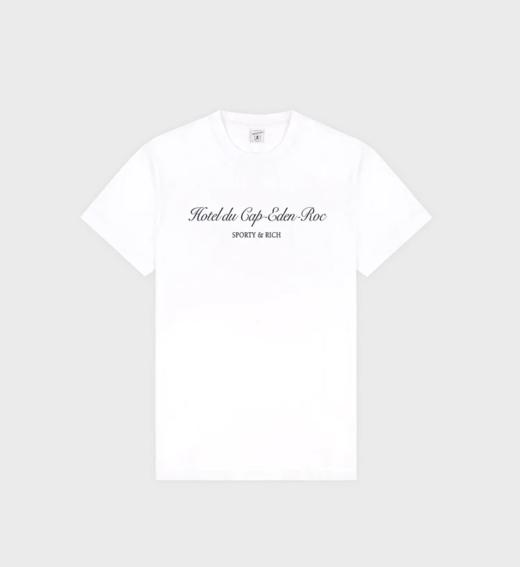 Sporty & Rich - Hotel du Cap Cursive T-Shirt - White - 女装 - T恤 - 白色 商品图0