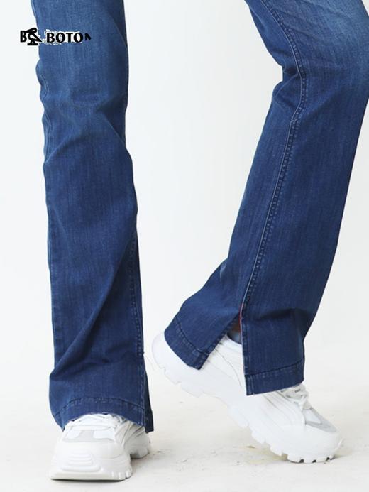 波顿春夏季薄款女士高腰弹力透气显瘦微喇叭高端牛仔裤LE222120 商品图3