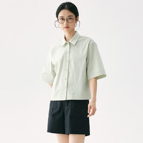 零意义 meanil  女士小翻领纹理衬衫