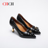 CHCH平衡鞋牛皮细高跟百搭花朵装饰高跟鞋CN1B5431 商品缩略图1