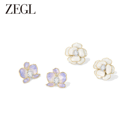 ZEGL设计师花花耳妆盘系列多巴胺耳钉女花朵耳环高级感紫色耳饰品 商品图7
