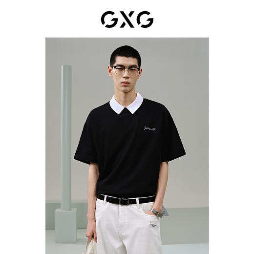 GXG黑色圆领短袖T恤G24X442095 商品图0