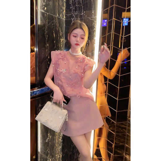 清仓捡漏 LINCHAOZHANG【蔷薇粉】3D手工剪花蝴蝶 钉钻珍珠花套装 LC240366  LK240248F 商品图1