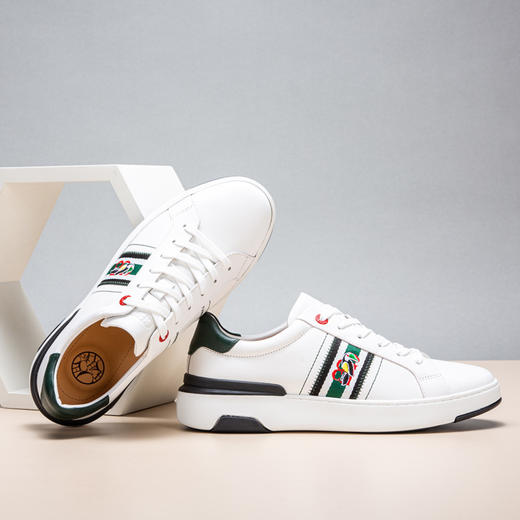 CHCH平衡鞋牛皮面料刺绣撞色板鞋小白鞋男鞋CN1A2013 商品图2