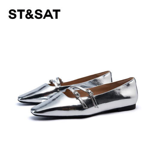 星期六质感镜面小方头平底单鞋SSC3111320 商品图5