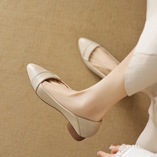 【预售5天】软皮粗跟单鞋，尖头中跟女鞋工作鞋SY&G1315 商品图0