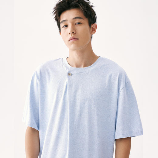 零意义 meanil 男女款斜门襟纽扣结构感T恤 商品图12