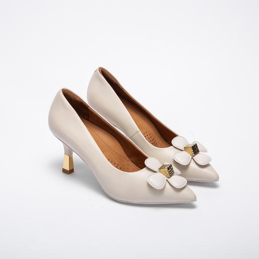 CHCH平衡鞋牛皮细高跟百搭花朵装饰高跟鞋CN1B5431 商品图2