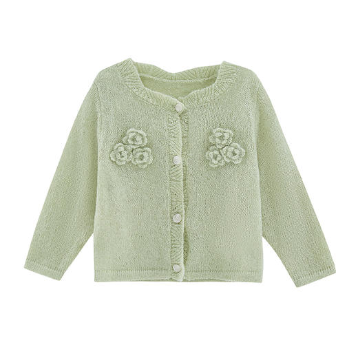 笛莎Deesha 2024年秋季新款胸口立体绞花装饰毛织开衫 商品图2