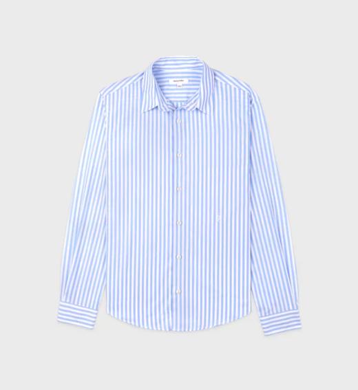 Sporty & Rich - SRC Embroidered Button Down White/Sky Blue Large Stripe/White - 女装 - 衬衫 - 蓝白条纹 商品图0