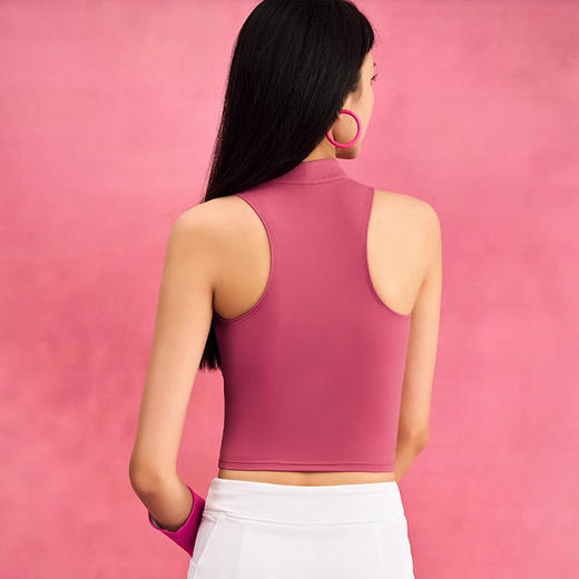 跃牌 【欲动春风】系列 新中式女瑜伽背心带胸垫立领盘扣防震运动跑步背心裸感紧身瑜伽服42152 商品图3