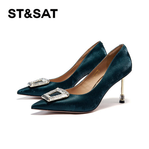 星期六优雅尖头水晶方扣细高跟SSC3111106 商品图10