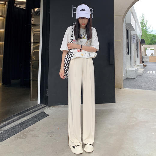 【裤子还是合身才好看！】定制款铜氨丝 开叉阔腿裤 新增黑色 显瘦显高 商品图8