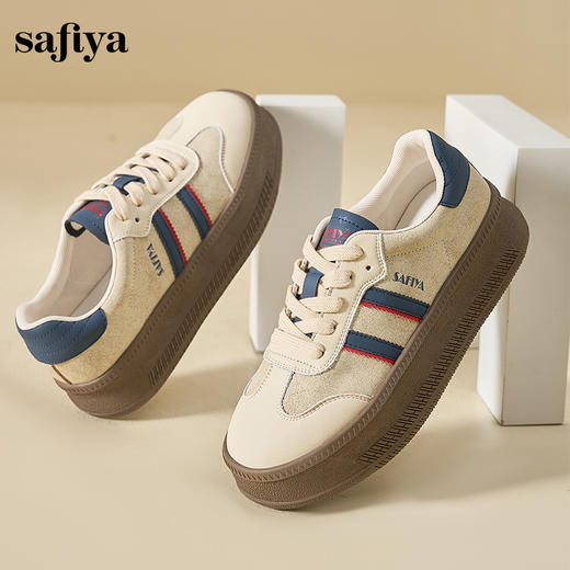 Safiya/索菲娅2024秋学院风复古拼色透气百搭轻便休闲厚底德训鞋 SF43112113 商品图6