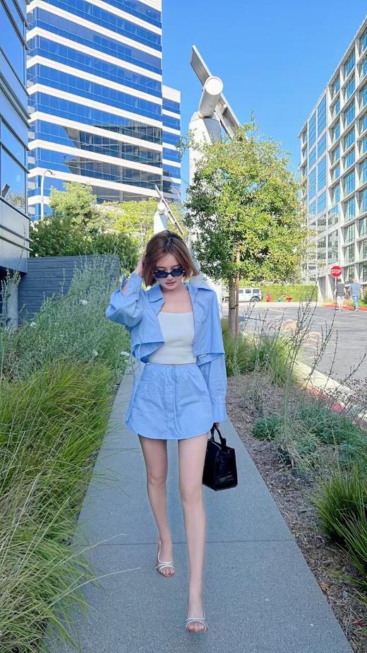 清仓捡漏 LINCHAOZHANG【星辰大海】冰蓝烫钻衬衫+短裤+背心 LC240425 LB240133 LK240291 商品图7