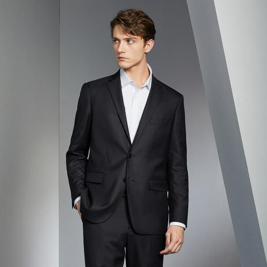 【含羊毛】柒牌男士西服2024春季新款商务正装平驳领黑色西装外套126C70220 商品图1