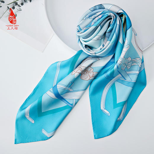 SAINTJOY/上久楷真丝方巾 双面印花真丝方巾  西域战马 FJS24025 商品图9