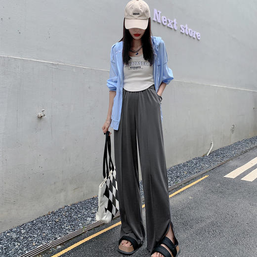 【裤子还是合身才好看！】定制款铜氨丝 开叉阔腿裤 新增黑色 显瘦显高 商品图10