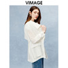 VIMAGE纬漫纪舒适纯棉薄款收腰显瘦翻领白色风衣外套秋季新款V2204801 商品缩略图3