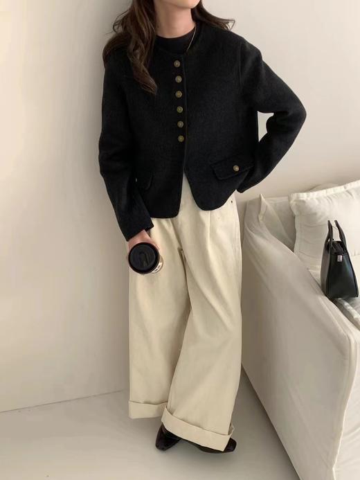 【YW】无忧购”法式小香风圆领短款双面羊毛呢子外套（截单后7天发货)25年清仓捡漏 商品图6