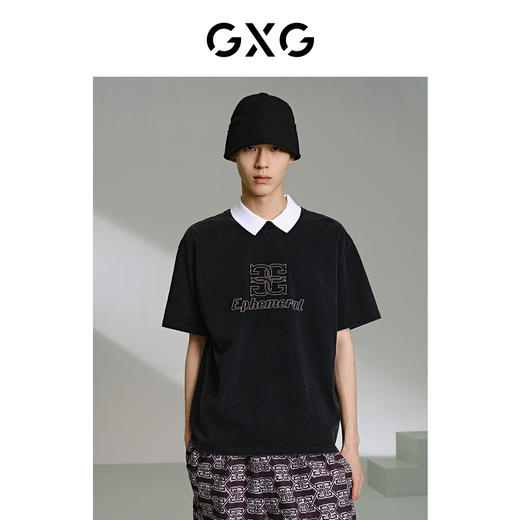 GXG深灰色圆领短袖T恤G24X442032 商品图0