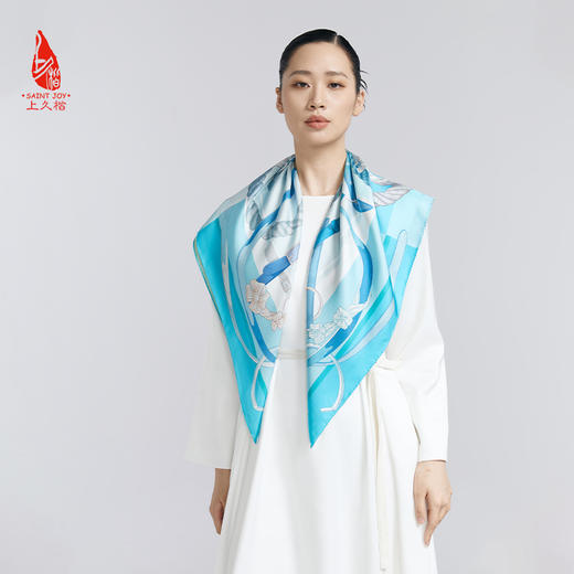 SAINTJOY/上久楷真丝方巾 双面印花真丝方巾  西域战马 FJS24025 商品图2