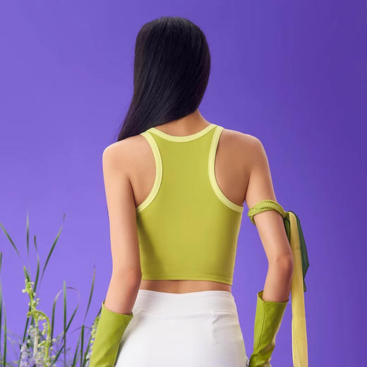 跃牌 【欲动春风】系列 女圆领瑜伽背心外穿跑步健身工字背心拼色裸感透气运动内衣24009 商品图3