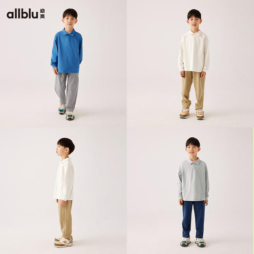 【秋Vol.1】幼岚童装「宣纸速干」加厚版POLO领长袖T恤24秋季新款儿童T恤ZY 商品图2