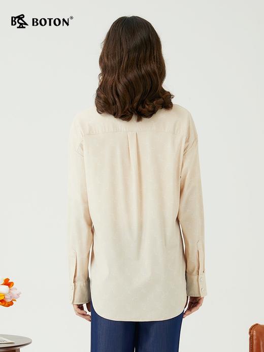【轻盈防晒】波顿春秋女士杏色老花小众宽松长款衬衫高端LS832123 商品图1