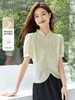 【五折购】熙世界2025夏女装新中式立领斜门襟扣暗纹提花国风短袖衬衫上衣 商品缩略图0