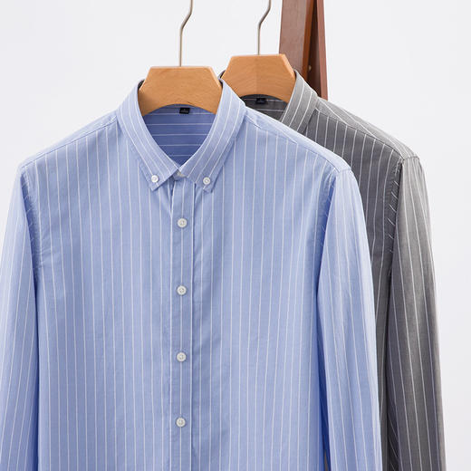 赤兔嗨购纯棉商务休闲免烫长袖衬衫男2024秋季新款休闲条纹百搭男士衬衣通勤风 商品图12
