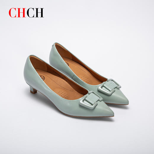 CHCH平衡鞋舒适羊皮尖头低跟气质单鞋高跟鞋CN1B5321 商品图1