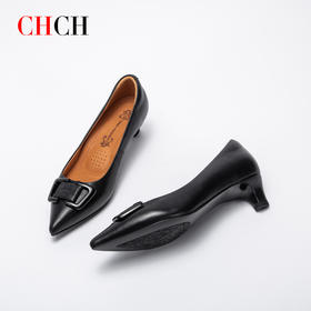 CHCH平衡鞋舒适羊皮尖头低跟气质单鞋高跟鞋CN1B5321