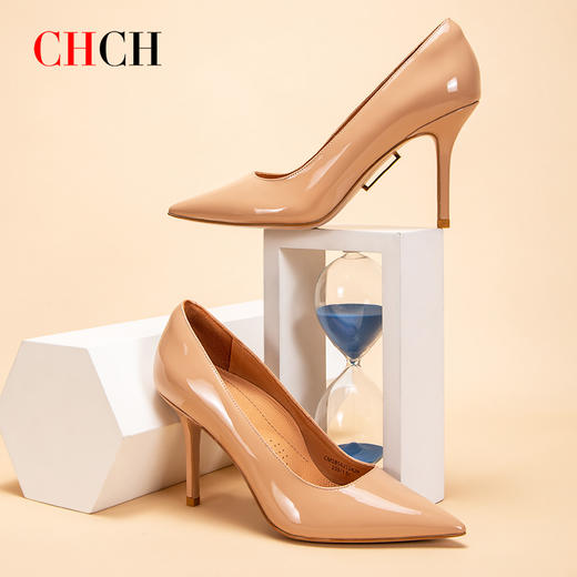CHCH祈祈气质职业高跟漆皮细跟女士单鞋CM1B5621 商品图3