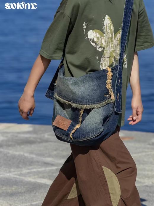早乙女惠子saotome/STMBB242085/洗毛边牛仔流浪包包挎包 商品图3